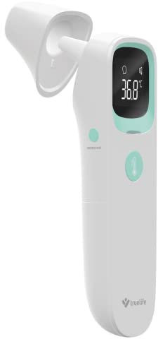 TrueLife Care Q9 Digitales Fieberthermometer Ohr, 3 Modi, Akkurates Berührungsloses Thermometer, Infrarot Kontaktlos Stirnthermometer mit LCD Display für Baby, Kinder, Erwachsene, schnelle Messung