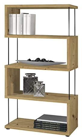 möbelando Standregal Bücherregal Dekorregal Holzregal Beistellregal Regal Drum I Asteiche