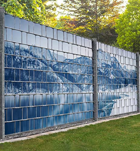 MyMaxxi Infinity Zaunsichtschutz - See in Frostlandschaft - Sichtschutzstreifen für Doppelstabmattenzaun - Windschutz Sonnenschutz Blickdicht - Sichtschutz Garten Teil1-250x180cm