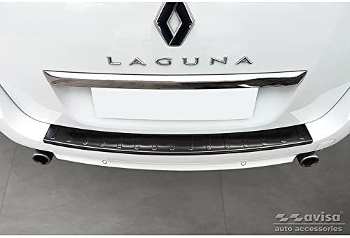 Avisa Protection de seuil arrière inox noir compatible avec Renault Laguna III Grandtour 2007-2015 'Ribs'