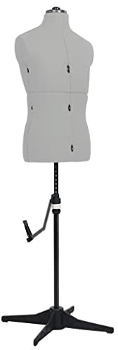 vidaXL Schneiderpuppe Verstellbar Männlich Schaufensterpuppe Torso Mannequin Schaufensterfigur Modepuppe Schneiderbüste Grau Größe 37-45