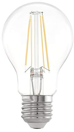 EGLO E27 LED Lampe, Glühbirne klassisch, Leuchtmittel für Retro Beleuchtung, 7 Watt (entspricht 60 Watt), 806 Lumen, warmweiß, 2700 K, Edison Birne A60, Ø 6 cm