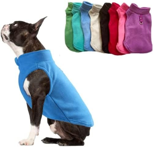 JACKO & CO - Fleece Vest Dog Sweater with Leash Ring - Soft, Warm & Lightweight Pullover Coat for Small & Medium Dogs, Puppies & Cats - Cozy Fall/Winter/Spring Pet Jacket (Blue, XL 7.3-10.8kg)