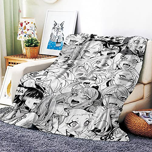 VOZMIO Ahegao Hochwertige Warme Weiche Flanell Plüsch Auf Der Schlafsofa Decke Geeignet Für Klimaanlage Decke Nap Decke (150x200cm (60x80in),B)