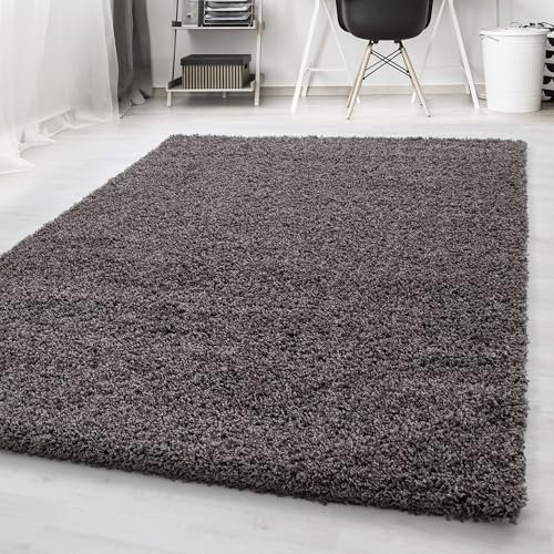 Carpetsale24 Teppich Wohnzimmer Shaggy Flokati Einfarbig Design 60 x 110 cm Taupe - Hochflor Teppich Schlafzimmer Pflegeleicht Super Weich - Flauschiger Teppich Langflor 50 mm Florhöhe Läufer Flur