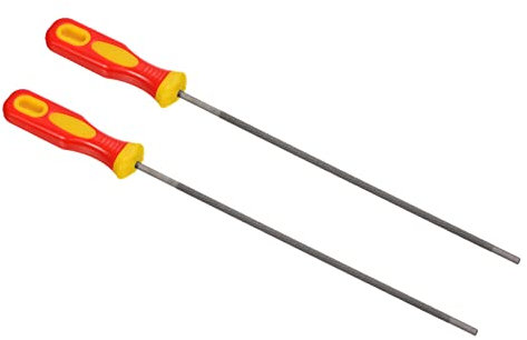 PATIKIL 4mm Chainsaw Files, 2 Pcs Steel Chainsaw Chain Sharpener Chainsaw Accessories with Plastic Handle for Gardening Filing Sharpening