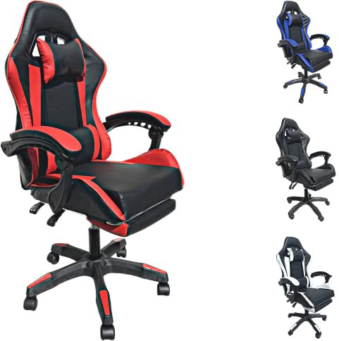 Sedia Gaming Ergonomica, Sedia Ufficio Ergonomica Lombare, Colore Rosso/ Nero, 61x51x123cm, Schienale Regolabile fino a 135 gradi, Pistone A Gas, Sostiene Fino 120 Kg