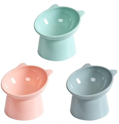 Ergonomic Cat Feeding Bowls, Raised Cat Bowl, Elevated Cat Bowls with Stand Tilted, Anti-Tipping, Cat Food Water Bowl for Cat Neck Protection
