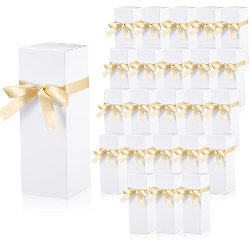 Qilery 24 Pcs Gift Boxes for Sublimation Tumblers Gift Box with Ribbon for 12oz, 20oz, 30oz Heat Press Sublimation Blanks Tumblers Skinny Tumbler Boxes for Shipping Wrapping (White)