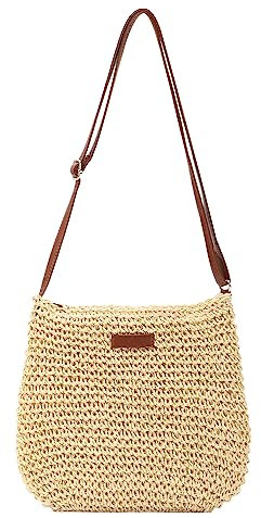 LHHMZ Bolso Bandolera de Playa de Paja Hecho a Mano para Mujer Bolsos de Hombro de Playa de Verano Monedero pequeño de Paja
