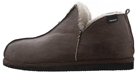Shepherd of Sweden Anton Schaffell-Hausschuhe für Herren, 100% echtes Schaffell, bequem, weich und warm, Stein geölt, Antik-Optik, Größe 42