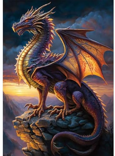AIRDEA DIY Drache Diamond Painting Set Erwachsene Kinder, Landschaft Diamant Painting Bilder 5D Fantasie Diamant Kunst Tier Diamant Malerei Set Cross Stickerei Malerei Kits für Heimdekor 30x40 cm