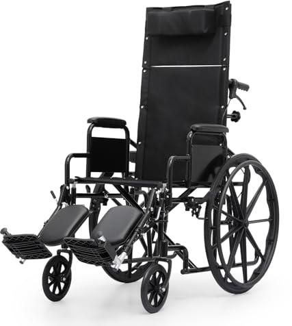 Magshion High-Back Foldable Wheelchair for Adults 300-Lbs, Reclining Folding Self-Propelled All-Terrain Heavy-Duty Wheel Chair for Seniors with Desk-Length Arms