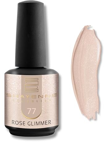 SHAYENNE UV LED Gel Nagellack 15ml - 77 Rose Glimmer Rosa - Made in Germany - UV Lack für Gel Nägel & Langanhaltendes Nageldesign - Studio Qualität