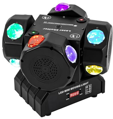 200W Moving Head LED Beam Bühnenlicht,360° DJ licht DMX512 Disco lichter Stroboskoplicht für DJ Bar Party Club Effektstrahler Bühnentechnik | Schwarz | 21.8 * 16.4 * 25cm |