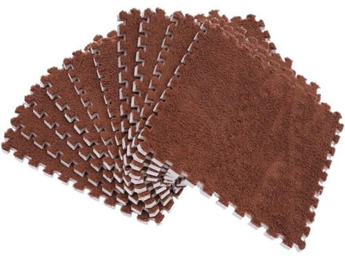 Sanfly 10 Stück Plüsch-Puzzle-Schaum-fußmatten Weiche, Flauschige, Ineinandergreifende Teppichfliesen Bordüren Spielmatten, Kletterteppiche Für Schlafzimmer Wohnzimmer