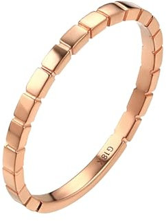 AMDXD Ring Rotgold Au750 18K, Gitter Partnerringe Oval Form, Damen Eheringe 750 Gold Trauringe Echt Gold