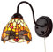 Tiffany Wandleuchte mit dimmbarem Schalter, Industrial Vintage Schwanenhals Wandleuchte mit Plug in Cord, Libelle Buntglasschirm Wandleuchte, Perfekt für Schlafzimmer, Wohnzimmer