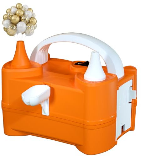 Beeyaky - Electric Air Balloon Pump and Tying Tool in One, Electric Balloon Pump, Dual Portable Nozzle, Inflating for Party Decoration [110V-120V 400W, Orange