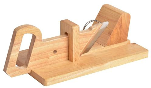 CÉCOA • Trancheuse à Saucisson • Bois de Hêtre Naturel et Lame Inoxydable • Découpe Précise et Fine • Sécurité Optimale • Pratique et Durable • 28 x 16 x 12 cm