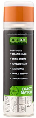 AutoTek Professional Exact Match Car Spray Paint, Volkswagen Brilliant Orange Aerosol Spray, 300 ml