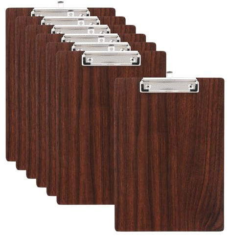 7 Pièces A4 Porte-Blocs en Bois avec Pince, Porte-Blocs en Bois, Planchettes à Pince Avec Clip et Trou de Suspension, Clipboard A4, Porte Bloc Format A4 Pour Bureau, Salle de Classe, le Restaurant