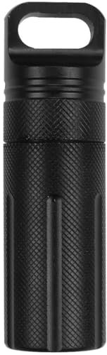 XPEX 1 Stück Geruchsdichte Dose, 10 * 3Cm Wasserdichte Flasche Mit Kapseldichtung, Wasserdichter Behälter Für Outdoor-Edc-Survival, Pillendose, Trockenbox, Schlüsselversteck,Geld Verstecken(Schwarz)