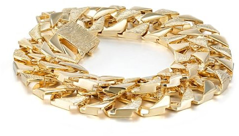 12mm Gold Diamond Cut Bold Belcher Chain Necklace, 20-Inch, 139g, Gold Plated - Bling King London