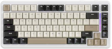 LexonElec X Attack Shark M86 Pro Kabellose Mechanische Tastatur, BT/2,4G/Kabelgebunden, 4000mAh, Hot-Swappable Lineare Schalter, PBT-Tastenkappen, QWERTY, RGB Gaming-Tastatur mit Spiralkabel (Weiß)