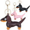 SupRovare 3 Stück Dackel Schlüsselanhänger,Dackel Geschenke,Leder Dacker Deko,Dacker Anhänger Bag Charm,Personalisierte Schlüsselanhänger Dackel für Liebhaber,Damen,Herren,Kinder,Geburtstagsgeschenke