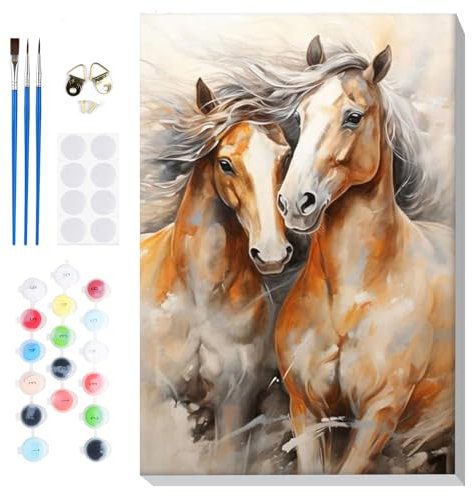 Lxmsja Peinture Numero Cheval Adulte avec Cadre, Peinture par Numero Animaux, Peinture Acrylique Numéro d'art avec Pinceaux, Loisirs Créatifs Adultes, Activité Manuelle Adulte, 20x30cm