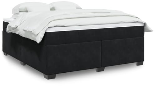 Lauuoeriau Möbelartikel Home Boxspringbett mit Matratze schwarz 180x200 cm Samt-Möbel