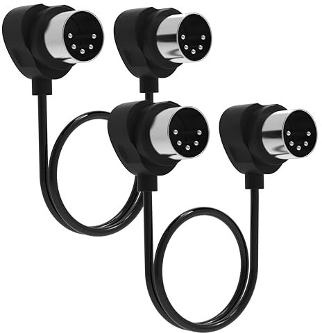 FORE 2-Stück 60cm 90-Grad-MIDI-Kabel mit ultrakleinen Steckern für engen Raum, 5-poliges Din-MIDI-Kabel Kompatibel mit MIDI-Tastatur/Schnittstelle/Synthesizer/Gitarre Multi-Effekte/Ideal für Studio
