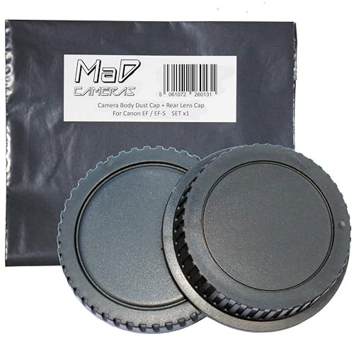MaD Cameras SET Body Cap + Rear Lens Cap for Canon EOS EF/EF-S Mount Camera such as 1100D 1200D 1300D 2000D 4000D 250D 850D etc.
