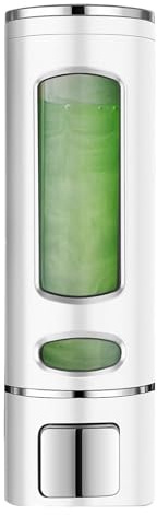 White Soap Dispenser Wall-Mounted, No-Drill Installation for Liquid Lotion, Shower Gel, Shampoo, Conditioner & Dish Detergent, 400ml Large Capacity for Home Bathroom&Hotel