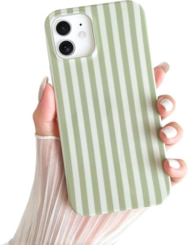 Yeddabox for iPhone 11 Case Cute Striped Phone Case Soft TPU Slim Shockproof Phone Cover for Women Girls, Sage Green