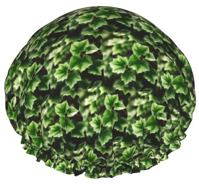 Bonnet de douche à imprimé lierre et fleurs, élastique et réutilisable, pour cheveux longs et courts, bonnet DoubleHair
