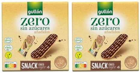 Gullon Zero | Zuckerfreier Snack | Kekse mit dunkler Schokolade | 2 Packungen à 150 g