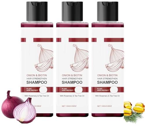 Onion & Rosemary Hair Shampoo, Promotes Healthier, Thicker and Stronger Hair, Nourishes Head Skin, Improve Loss and Split, Thickens Thinning Hair, Softer Shiny, For Women & Men (3pcs)