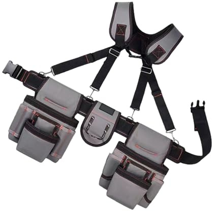 Industrial Strength Carpenters Tool Organizers Multi Pocket Design with Hammer Loop and Weight Distribution Systems Heavy Duty Tool Belt for Men