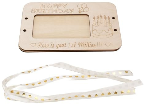 Portefeuille en Bois Votre Premier Million Élégant Inspirant pour Stocker Argent Et Cartes Anniversaire Mariage (Type de gâteau)