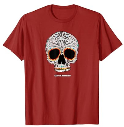 Fear The Walking Dead Day of The Dead Skull T-Shirt, Herren, Cranberry, XL