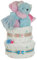 Windeltorte Zwillinge Bärengeschwister inkl. 2x Spieluhr Teddybär - Geschenk für Zwillinge zur Geburt - inkl. 2 süßen Spieluhren / 50-teilig (rosa/blau)