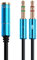 NANYI Headphone splitter Mic Cable, 3.5mm 4 Pin Female To 2x3.5mm 3 Pin Male Headphone converter head audio splitter Y Adapter cable (30cm / Blue)