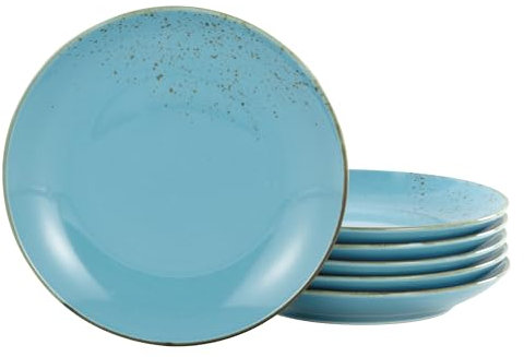 CreaTable 21 cm, Blue, 22062, Serie Nature Collection, 6-teiliges Geschirrset, Dessertteller aus Steinzeug, spülmaschinen-und mikrowellengeeignet, Qualitätsproduktion