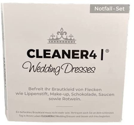NOTFALL-FLECKEN-ENTFERNER für Brautkleider. +20ml Sprühflasche + high twistet Mikrofasertuch 30x30cm weiss + verpackt als Geschenkbooklet.