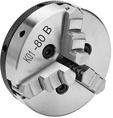 3,1 Zoll 3-Backen-Drehfutter, manuelles, selbstzentrierendes, unabhängiges, umkehrbares Backenfutter SANOU K01-80B, Präzisions-Metallfutter-Drehmaschinenzubehör