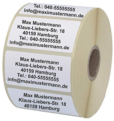 INDIGOS UG® - Etiketten - Adressetiketten - 57x32 mm - 200 Stück - weiß mit schwarz bedruckt - Haftpapier - Nummerierung Kennzeichnung Preisschild Haushaltsetiketten Aufkleber Küche Gewerbe Büro