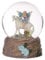 Glitzerkugel Elfe auf Einhorn, Blaue Blumen, Schneekugel Figur Schneekugeln Fee Fairy Märchen