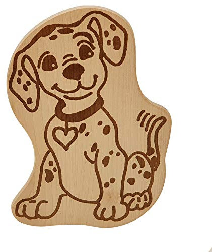 DEKOFANT Frühstücksbrettchen Kinder Holz Brett Motiv Hund sitzend Dalmatiner Frühstücksbrett Kinder ca 23x15x1cm
